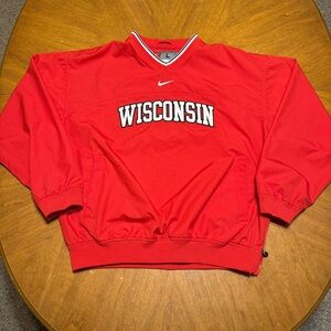 Nike Wisconsin Badgers Pullover Jacket Red NCAA Team Windbreaker